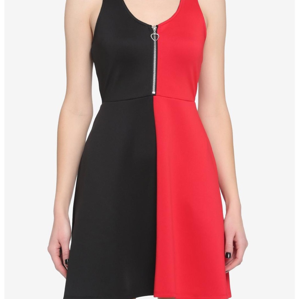 Hot topic red and black split skater dress